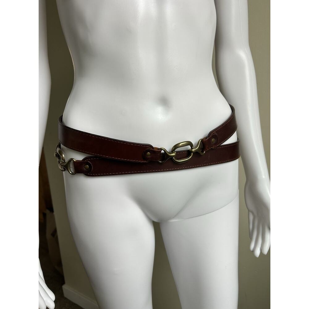Vintage Gina Firenze XL Genuine Leather Horsebit Belt Brown Equestrian - Picture 3 of 12